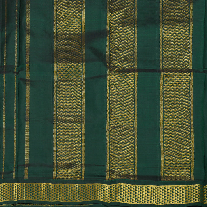 Hayagrivas Lotus Pink Handloom Kanjivaram Ten Yard Silk Saree with Bottle Green Border BBD1256K7-1