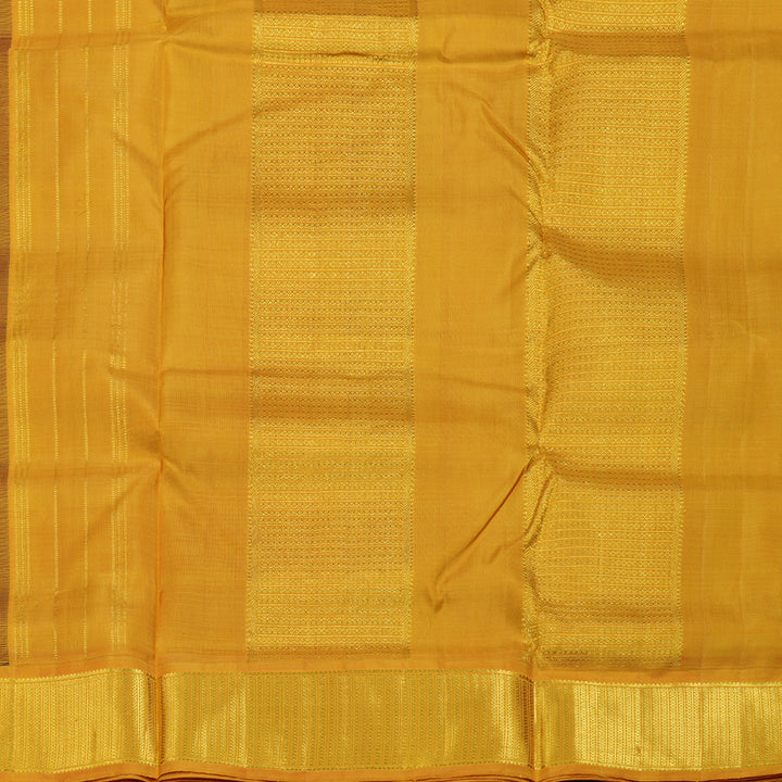 Hayagrivas Bottle Green Handloom Kanjivaram Ten Yard Silk Saree with Mustard Yellow Border BBD1256K8-1