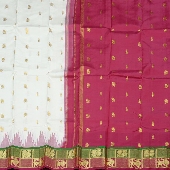Hayagrivas Handloom Kanjivaram Silk Saree in Pristine White BBD1258K1-1