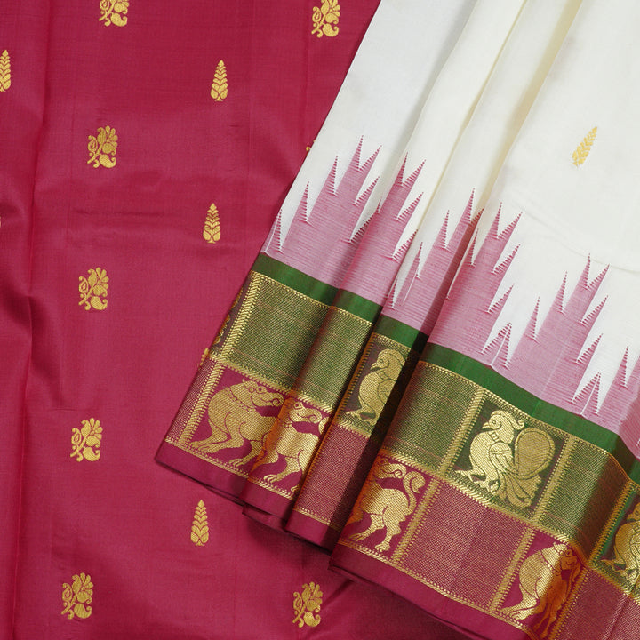 Hayagrivas Handloom Kanjivaram Silk Saree in Pristine White BBD1258K1-1