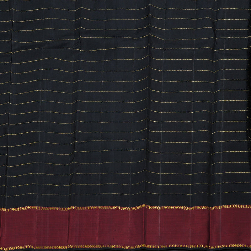 Hayagrivas Black Handloom Kanjivaram Silk Saree with Wine Maroon Border BBD1263K1-1