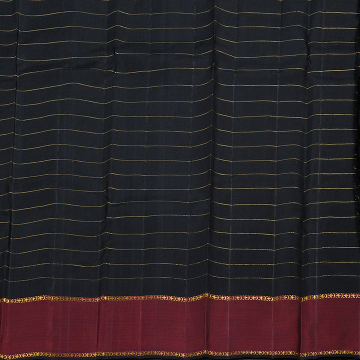 Hayagrivas Black Handloom Kanjivaram Silk Saree with Wine Maroon Border BBD1263K1-1