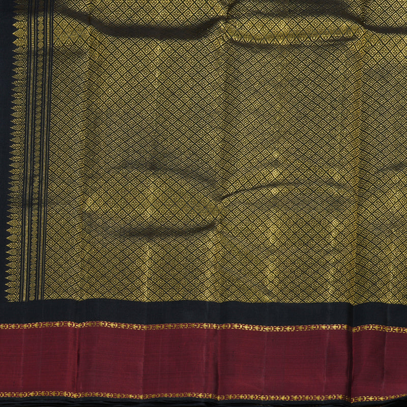 Hayagrivas Black Handloom Kanjivaram Silk Saree with Wine Maroon Border BBD1263K1-1