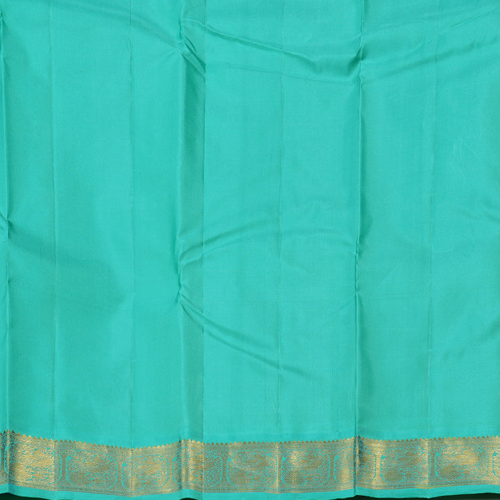 Hayagrivas Black Handloom Kanjivaram Silk Saree with Sea Blue Border BBD1266K1-4