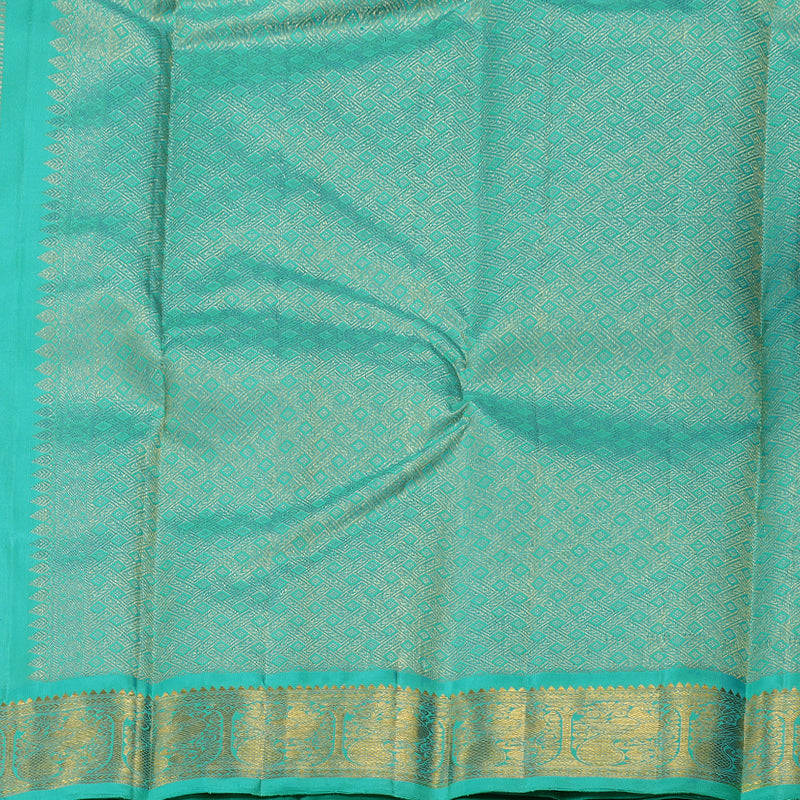 Hayagrivas Black Handloom Kanjivaram Silk Saree with Sea Blue Border BBD1266K1-4