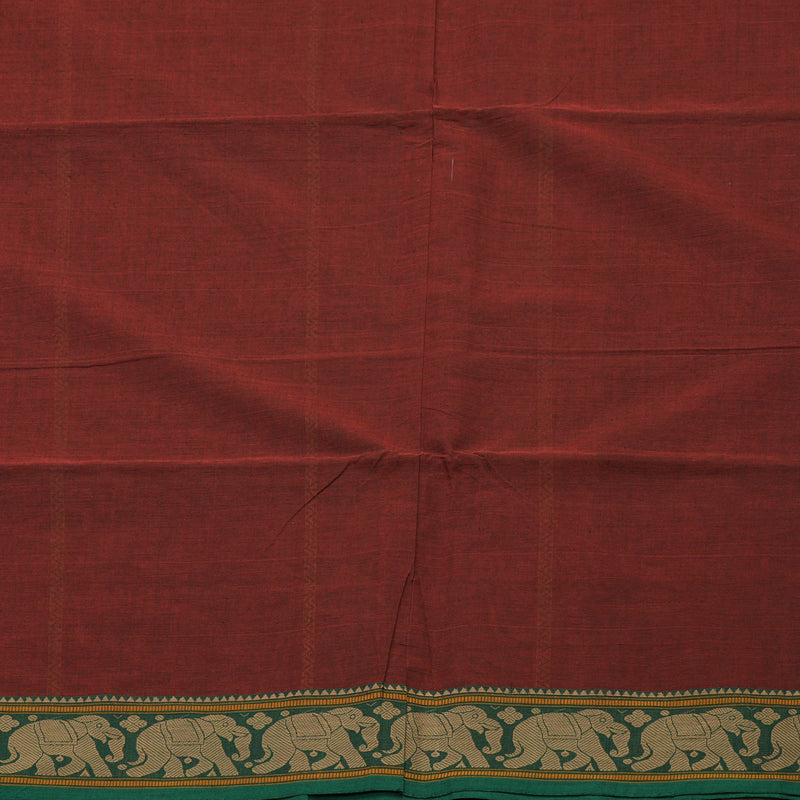 Hayagrivas Maroon Pure Silk Cotton Saree with Green Border BBD1268K8-4