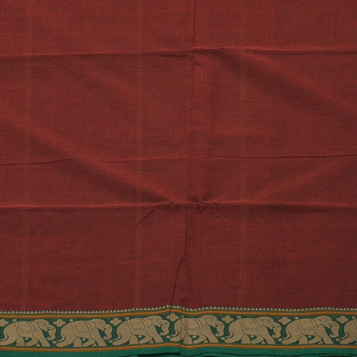 Hayagrivas Maroon Pure Silk Cotton Saree with Green Border BBD1268K8-4