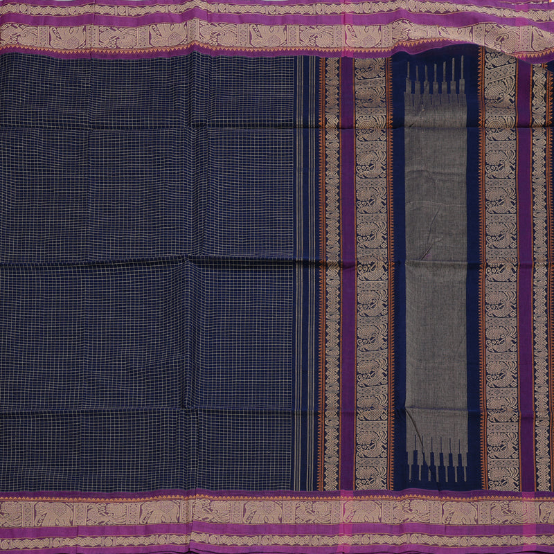 Hayagrivas Handloom Pure Cotton Saree in Intense Dark Blue BBD1269K12-3