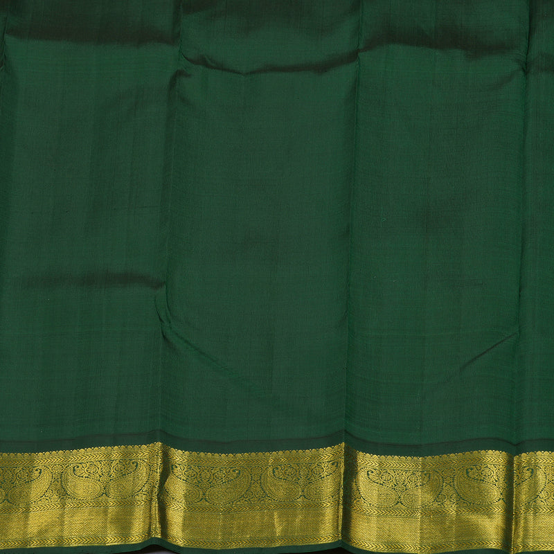 Hayagrivas Yellow Handloom Kanjivaram Silk Saree with Bottle Green Border BBD126D11-1