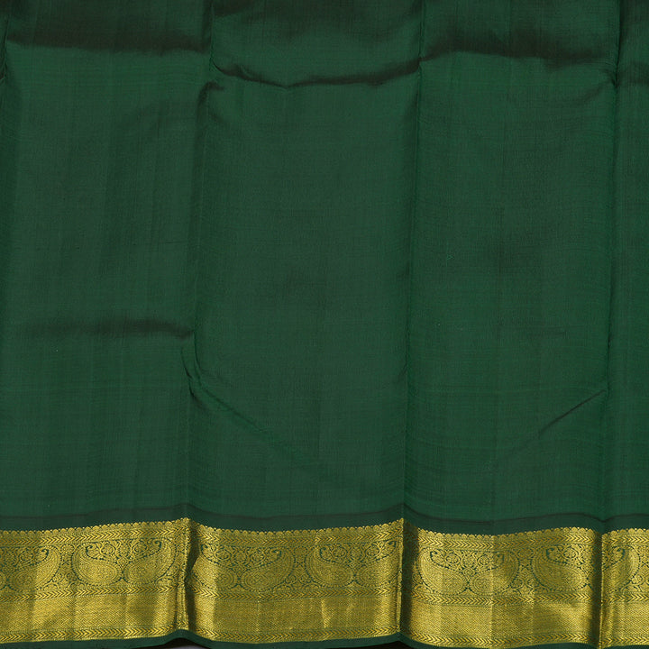 Hayagrivas Yellow Handloom Kanjivaram Silk Saree with Bottle Green Border BBD126D11-1