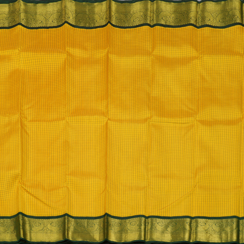 Hayagrivas Yellow Handloom Kanjivaram Silk Saree with Bottle Green Border BBD126D11-1