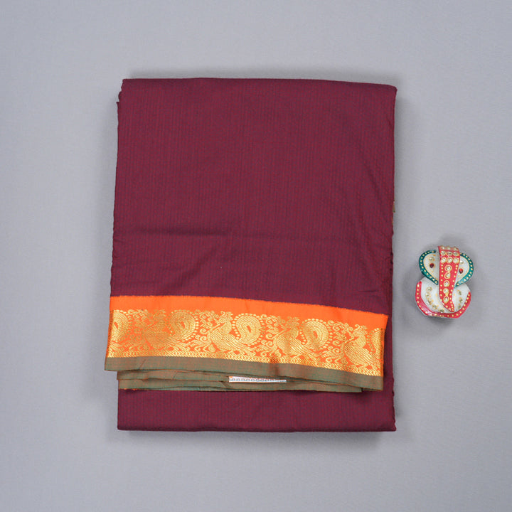 Hayagrivas Ten Yards Semi Silk Saree in Regal Maroon BBD1271K17-4