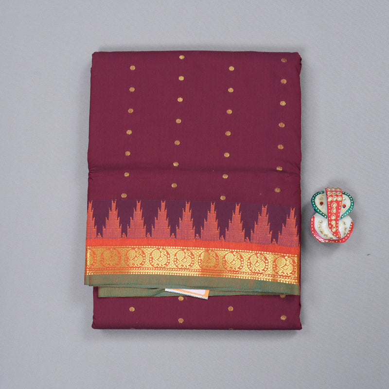 Hayagrivas Ten Yards Semi Silk Saree In Mystical Dark Maroon BBD1271K24-3