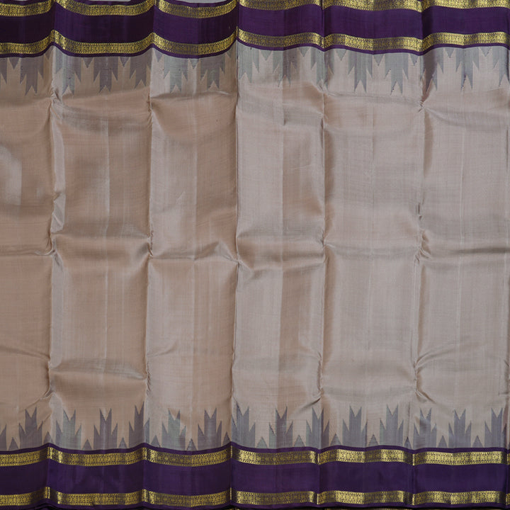 Hayagrivas Soft Beige Handloom Kanjivaram Silk Saree with Retta Pet Blue Border BBD1273K1-7