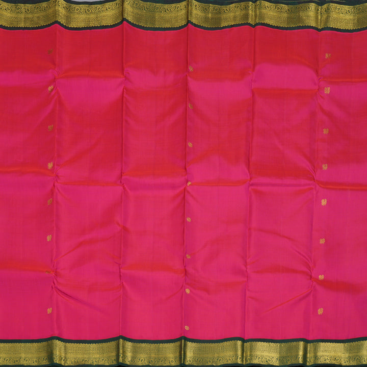 Hayagrivas Reddish Pink Handloom Kanjivaram Silk Saree with Bottle Green Border BBD1276K2-1