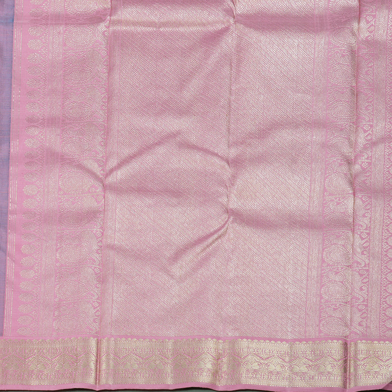 Hayagrivas Dark Sky Blue Handloom Kanjivaram Silk Saree with Rose Pink Border BBD1277K1-1