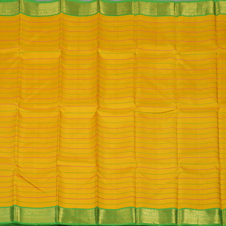Hayagrivas Handloom Yellow Kanjivaram Silk Saree with Parrot Green Border BBD1277K1-2