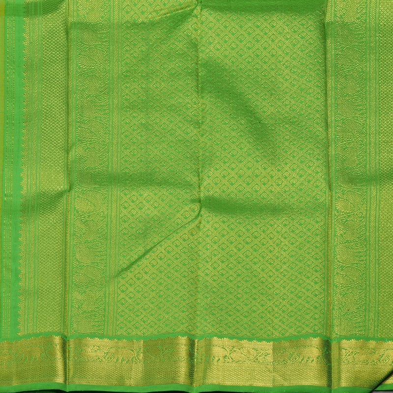 Hayagrivas Handloom Yellow Kanjivaram Silk Saree with Parrot Green Border BBD1277K1-2