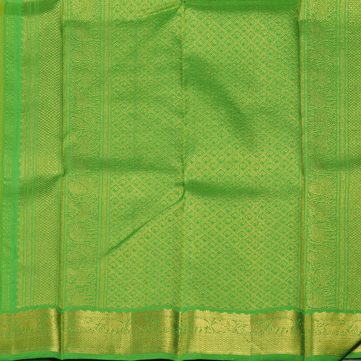 Hayagrivas Handloom Yellow Kanjivaram Silk Saree with Parrot Green Border BBD1277K1-2