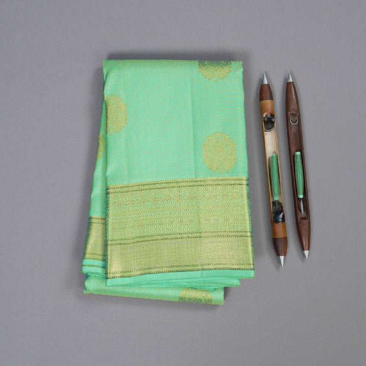 Hayagrivas Light Sea Green Handloom Kanjivaram Silk Saree BBD1284K1-1