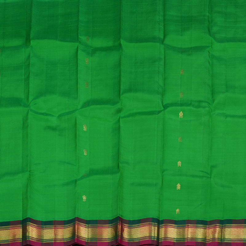 Hayagrivas Parrot Green Handloom Kanjivaram Silk Saree with Green With Maroon Border BBD1286K2-4