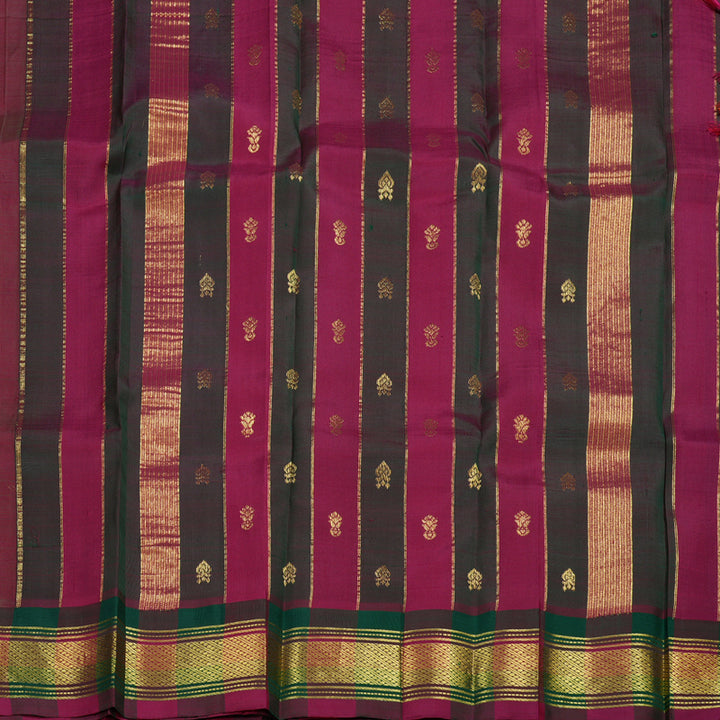 Hayagrivas Parrot Green Handloom Kanjivaram Silk Saree with Green With Maroon Border BBD1286K2-4