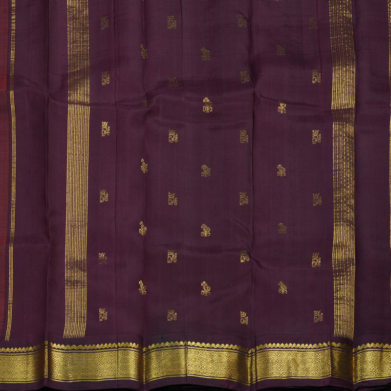 Hayagrivas Orange Handloom Kanjivaram Silk Saree with Plum Purple Border BBD1286K3-13