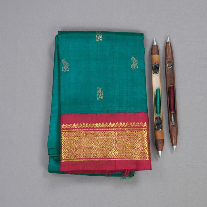 Hayagrivas Rama Green Handloom Kanjivaram Silk Saree with Maroon Border BBD1286K3-20