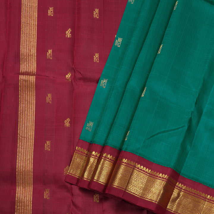 Hayagrivas Rama Green Handloom Kanjivaram Silk Saree with Maroon Border BBD1286K3-20