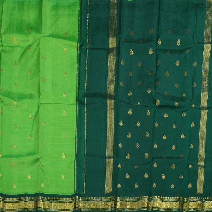 Hayagrivas Parrot Green Handloom Kanjivaram Silk Saree with Bottle Green Border BBD1286K3-21