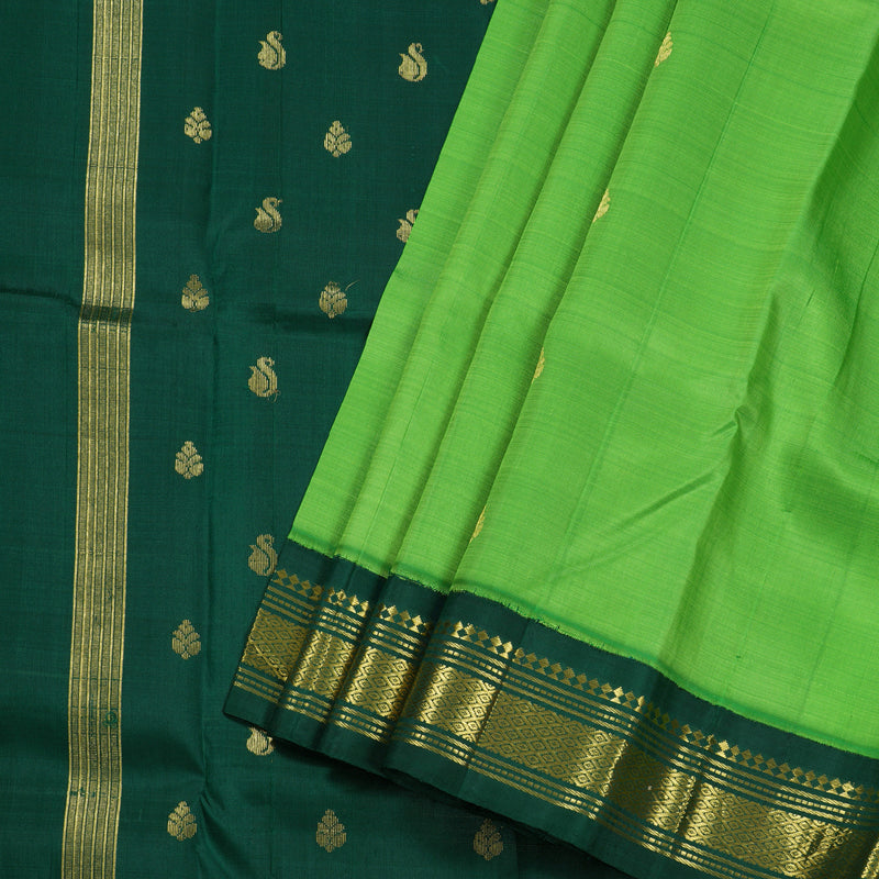 Hayagrivas Parrot Green Handloom Kanjivaram Silk Saree with Bottle Green Border BBD1286K3-21