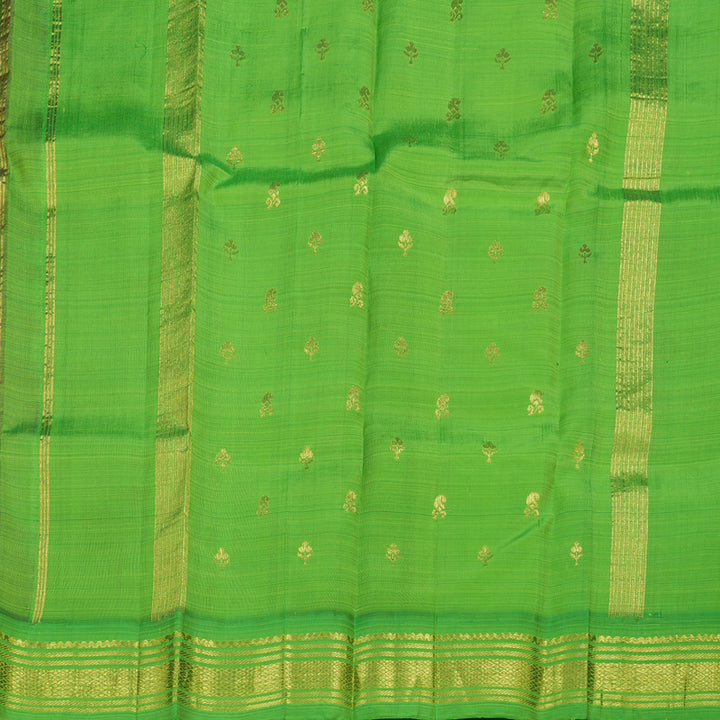 Hayagrivas Exquisite Dark Blue Handloom Kanjivaram Silk Saree with Light Green Border BBD1286K3-35