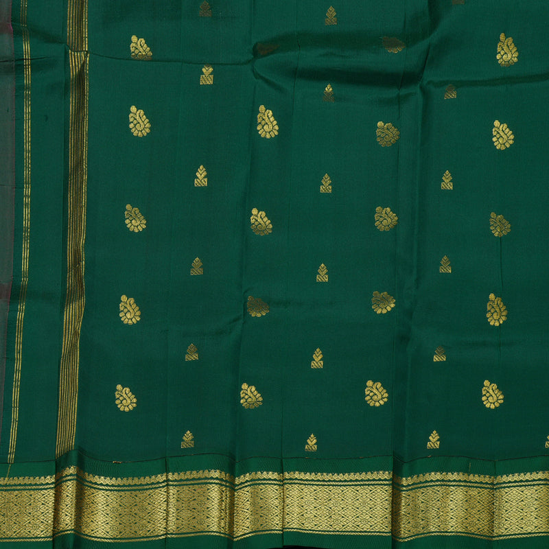 Hayagrivas Peach Pink Handloom Kanjivaram Silk Saree with Bottle Green Border BBD1286K3-42