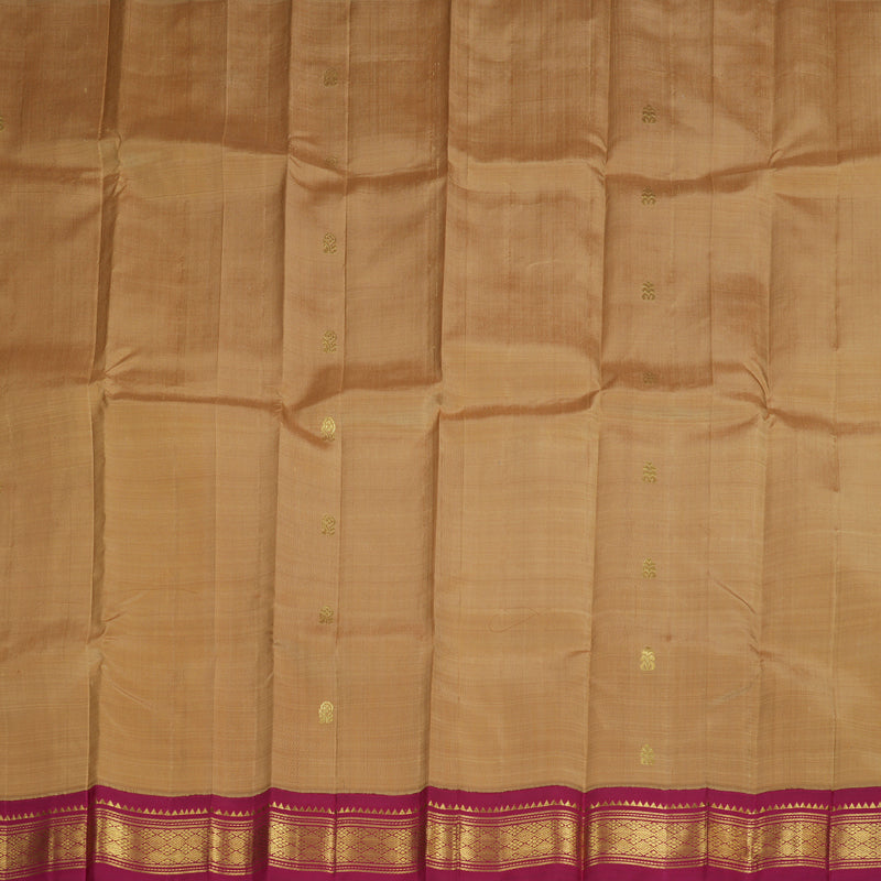 Hayagrivas Sandal Beige Handloom Kanjivaram Silk Saree with Maroon Border BBD1286K3-48