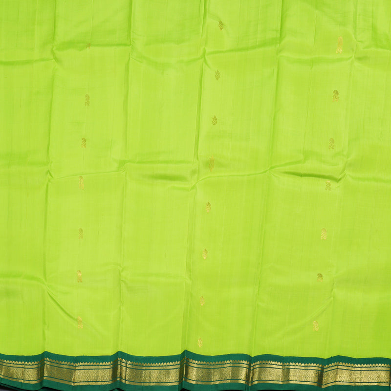 Hayagrivas Lime Green Handloom Kanjivaram Silk Saree with Bottle Green Border BBD1286K3-5