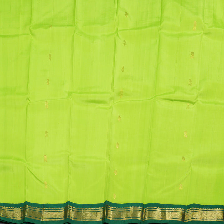 Hayagrivas Lime Green Handloom Kanjivaram Silk Saree with Bottle Green Border BBD1286K3-5