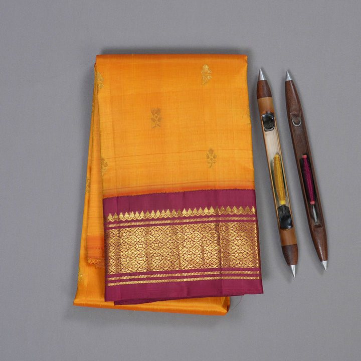 Hayagrivas Mango Yellow Handloom Kanjivaram Silk Saree with Maroon Border BBD1286K3-34