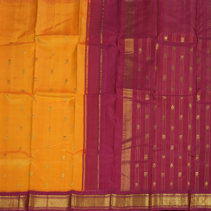 Hayagrivas Mango Yellow Handloom Kanjivaram Silk Saree with Maroon Border BBD1286K3-34