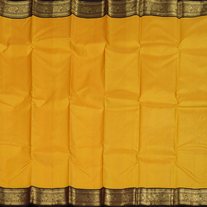 Hayagrivas Mustard Yellow Handloom Kanjivaram Silk Saree with Black Border BBD1288K1-1