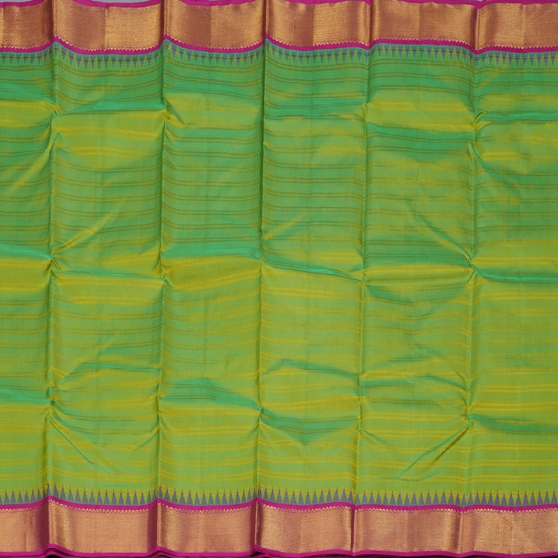 Hayagrivas Fluorescent Green Handloom Kanjivaram Silk Saree with Pink Border BBD1288K4-1