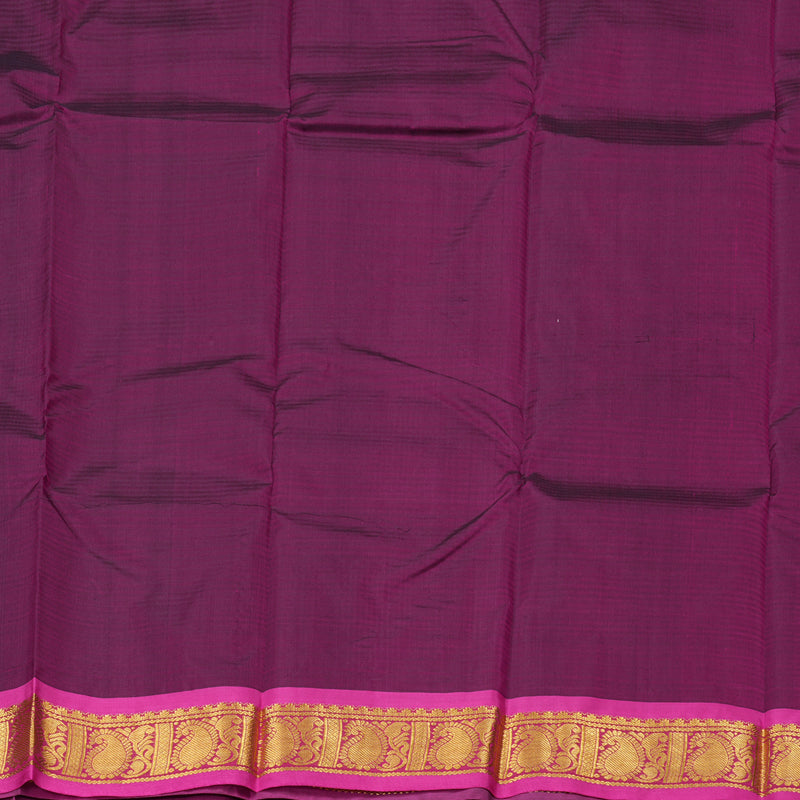 Hayagrivas Stunning Black Handloom Kanjivaram Silk Saree with Purple Border BBD1291L1-13