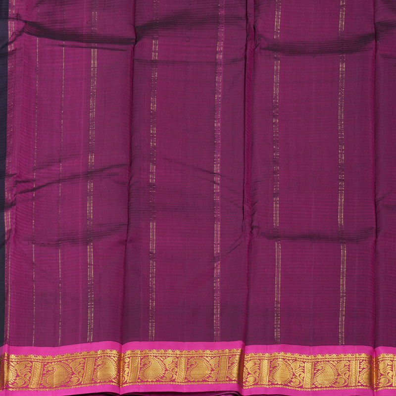 Hayagrivas Stunning Black Handloom Kanjivaram Silk Saree with Purple Border BBD1291L1-13