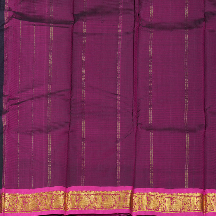 Hayagrivas Stunning Black Handloom Kanjivaram Silk Saree with Purple Border BBD1291L1-13