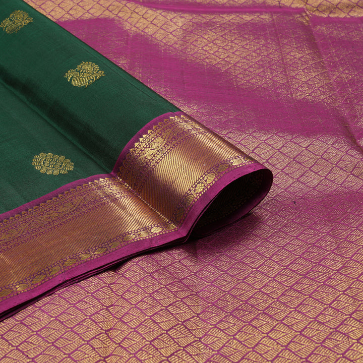 Hayagrivas Handloom Kanjivaram Silk Saree in Refreshing Bottle Green BBD1294L1-5