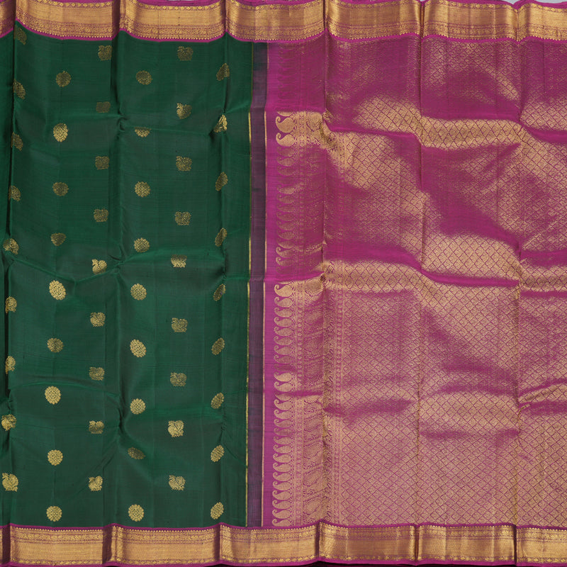 Hayagrivas Handloom Kanjivaram Silk Saree in Refreshing Bottle Green BBD1294L1-5