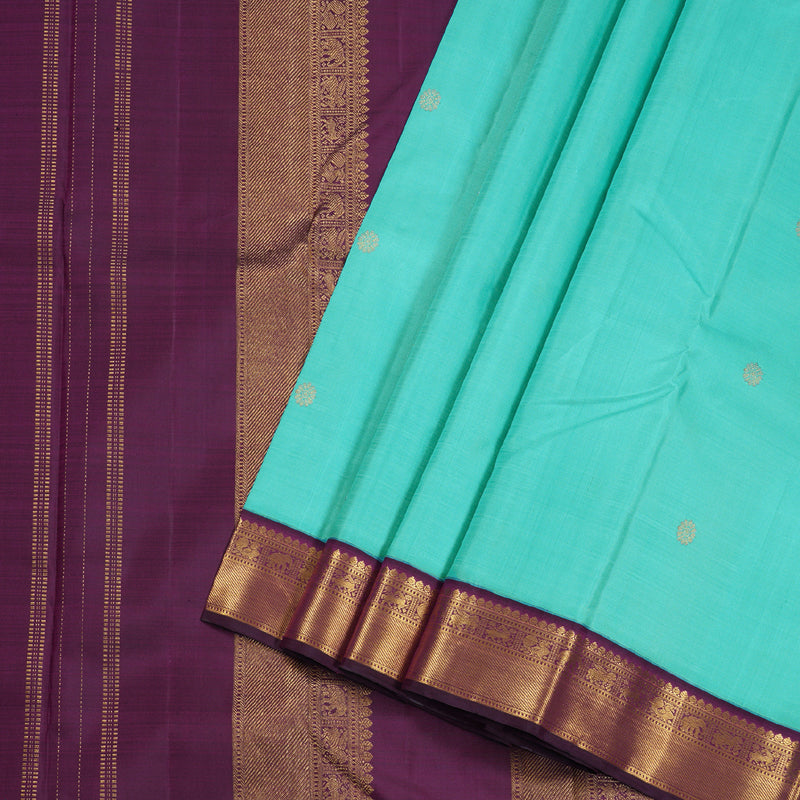 Hayagrivas Sea Blue Handloom Kanjivaram Silk Saree with Dark Purple Border BBD1294L5-2