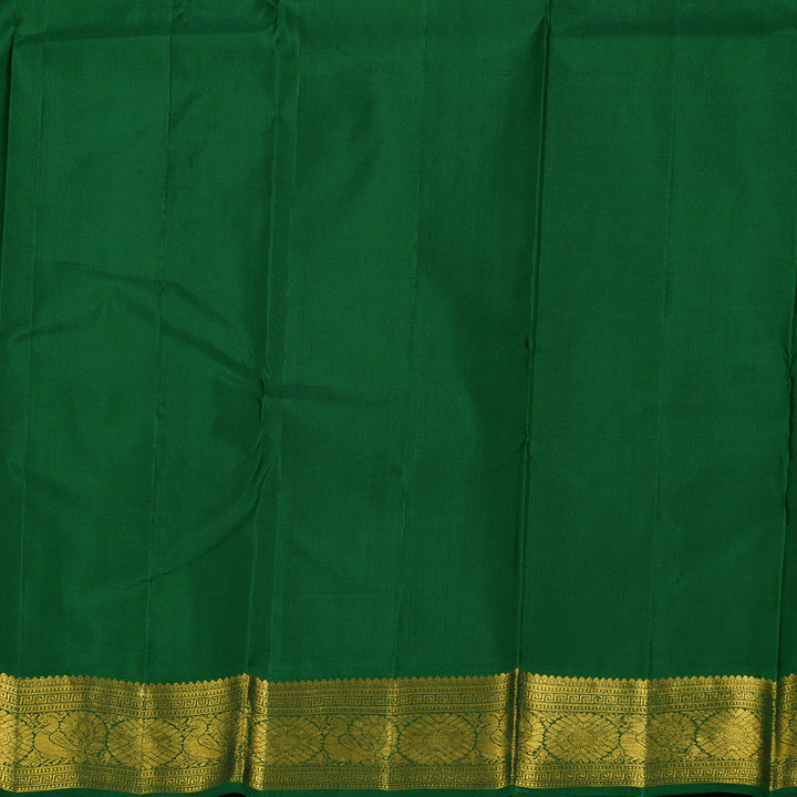 Hayagrivas Mango Yellow Handloom Kanjivaram Silk Saree with Bottle Green Border BBD1294L5-5