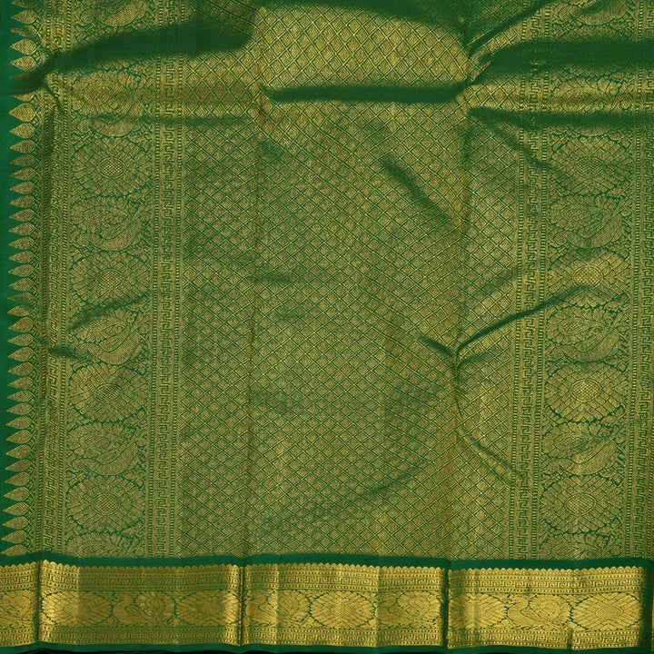 Hayagrivas Mango Yellow Handloom Kanjivaram Silk Saree with Bottle Green Border BBD1294L5-5