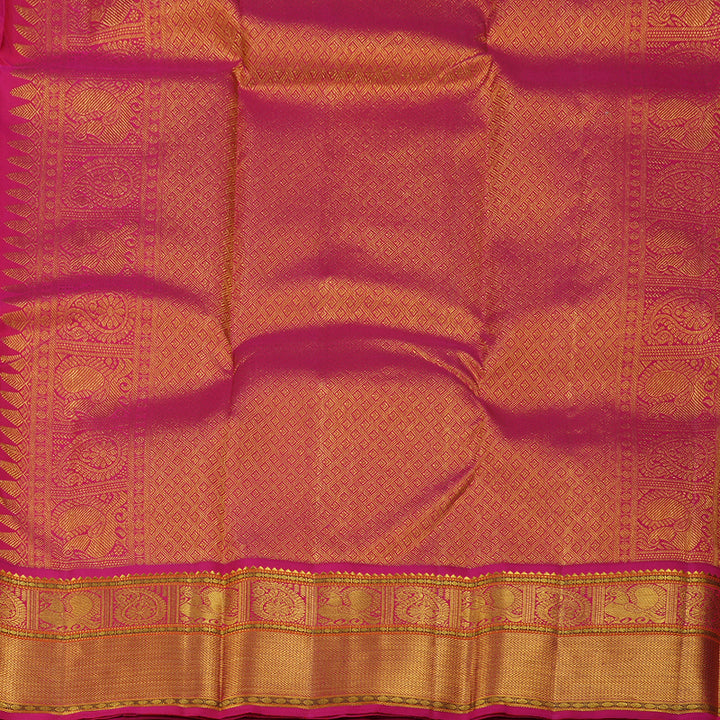 Hayagrivas Bottle Green Handloom Kanjivaram Silk Saree with Reddish Pink Border BBD1294L6-3