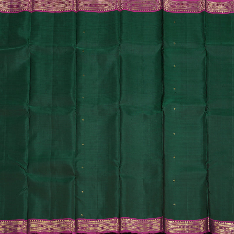 Hayagrivas Bottle Green Handloom Kanjivaram Silk Saree with Purple Border BBD1295L1-1